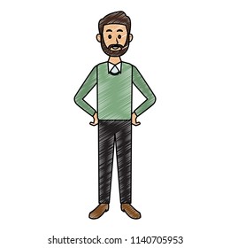 Young man cartoon scribble