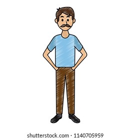 Young man cartoon scribble