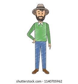 Young man cartoon scribble
