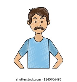 Young man cartoon scribble