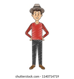 Young man cartoon scribble