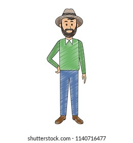 Young man cartoon scribble