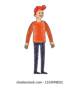 Young man cartoon scribble