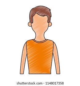 Young man cartoon scribble faceless