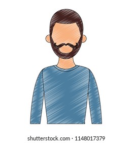 Young man cartoon scribble faceless