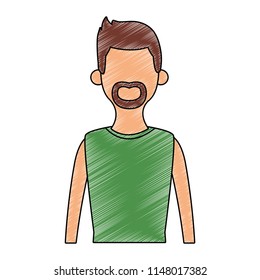 Young man cartoon scribble faceless