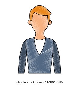Young man cartoon scribble faceless