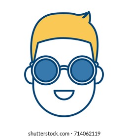 Young man cartoon with sunglasses