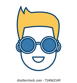 Young man cartoon with sunglasses