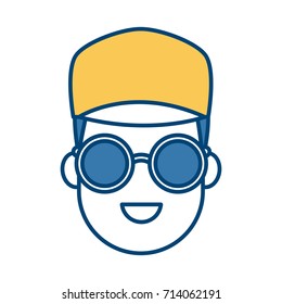 Young man cartoon with sunglasses