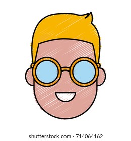 Young man cartoon with sunglasses