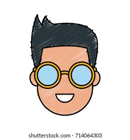 Young man cartoon with sunglasses