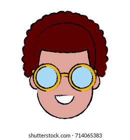 Young man cartoon with sunglasses