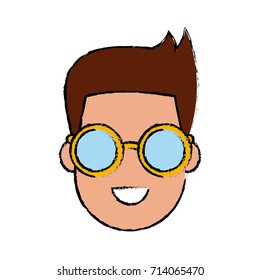 Young man cartoon with sunglasses