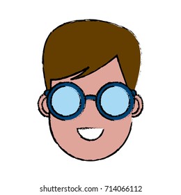 Young man cartoon with sunglasses