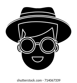 Young man cartoon with sunglasses