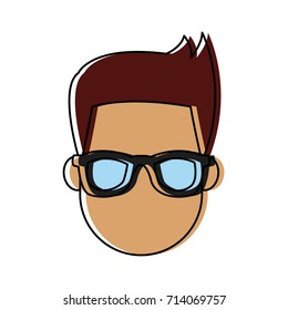 Young man cartoon with sunglasses