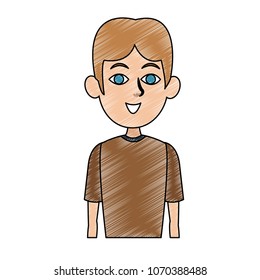Young man with casual clothes scribble