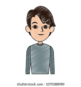 Young man with casual clothes scribble