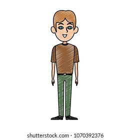 Young man with casual clothes scribble