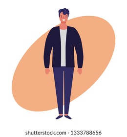Young man with casual clothes smiling people cartoon vector digital image illustration