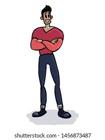 Young man in casual clothes. Vector illustration. Flat style vector  isolated on white background.