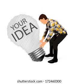 young man catching an idea