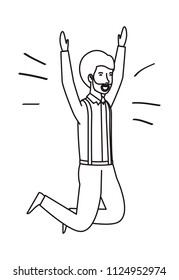 young man celebrating avatar character