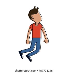 Young man celebrating cartoon