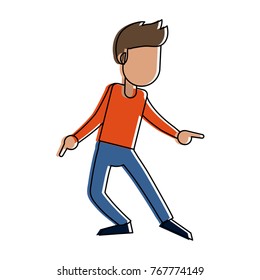 Young man celebrating cartoon