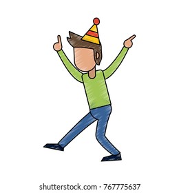 Young man celebrating cartoon