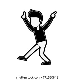 Young man celebrating cartoon