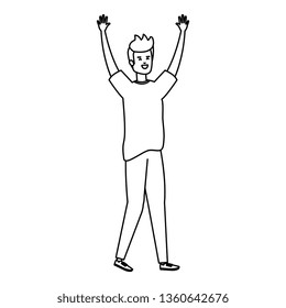 young man celebrating character