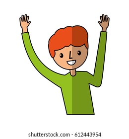 young man celebrating character