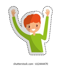 young man celebrating character