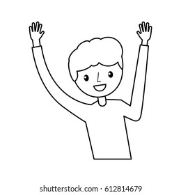young man celebrating character