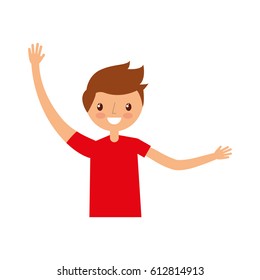 young man celebrating character