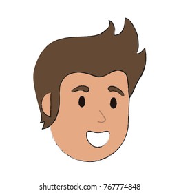Young man celebrating face cartoon