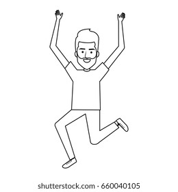 young man celebrating with hands up
