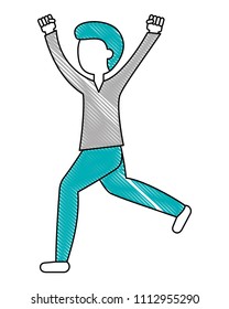 young man celebrating isolated icon