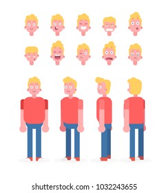 El personaje de joven 4 plantea diferentes expresiones faciales