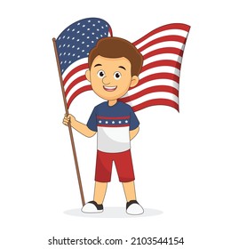 Young man Character celebrating fourth of july