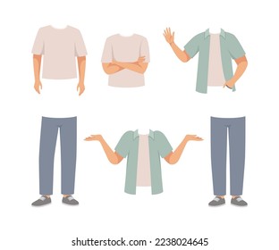 Young man character constructor. Human body parts for full length boy creation cartoon vector illustration