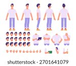Young Man Character Constructor Kit with Poses and Expressions