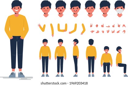 Young man character creation design for Animation cartoon flat design.