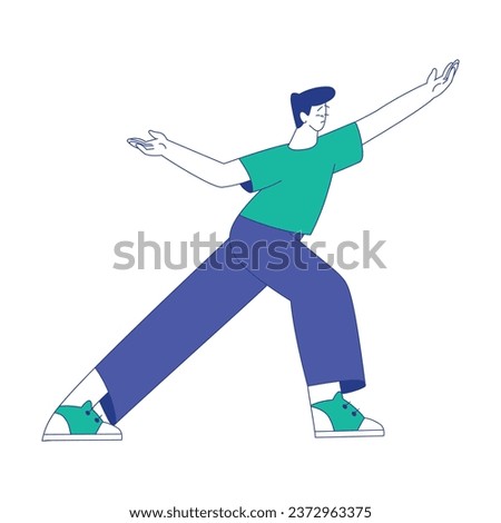 Young Man Character at the Crossroads Standing and Thinking Vector Illustration