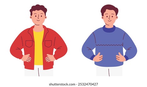 Young Man Character with Different Outfit