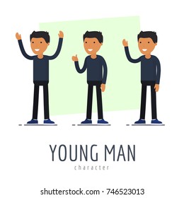 The young man character. flat design