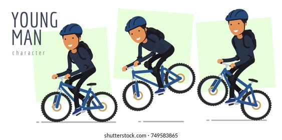 The young man character. flat design