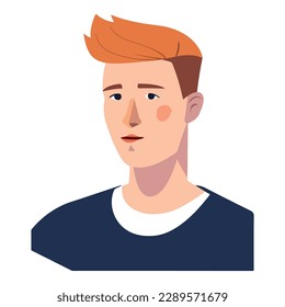 Young Man Character Flat Icon Isolated On White Background